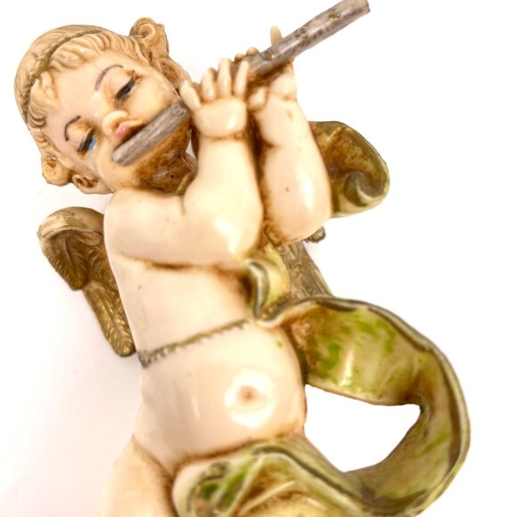 Vintage Set of 2 Fontanini Depose Italy Angel Playing Instrument Figurine 6 inch - Picture 5 of 13